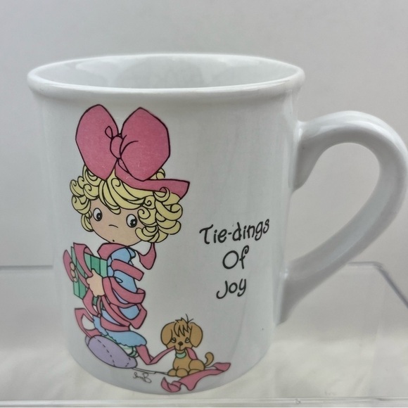 Vtg Precious Moments Coffee Cup Mug 1994 Tie-Dings of Joy Little Girl Puppy - Picture 1 of 6